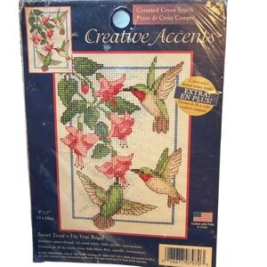 Dimensions Floral Hummingbird Fuchsia Cross Stitch Kit 5x7‎ 2003 New Sealed